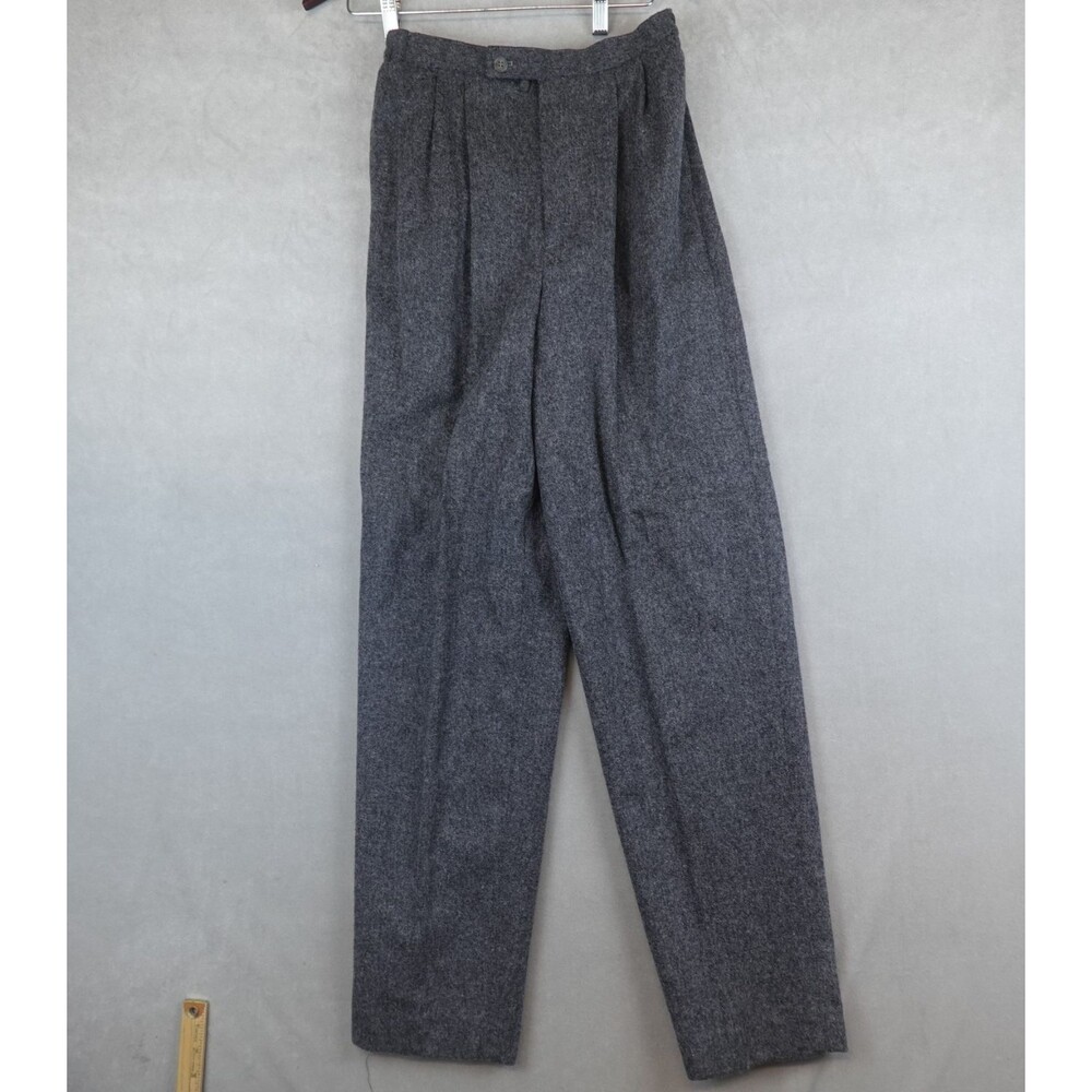 VTG LL Bean Pants Womens 8 Gray 100% Wool Pleated Lined Dress Slacks USA